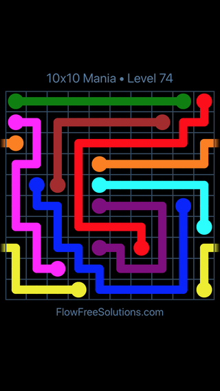 Solution and Answer to the Puzzle for Warps 10x10 Mania Level 74