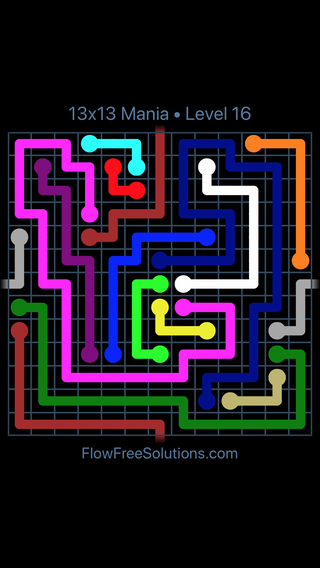 Solution and Answer to the Puzzle for Warps 13x13 Mania Level 16