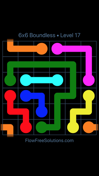 Solution and Answer to the Puzzle for Warps 6x6 Boundless Level 17