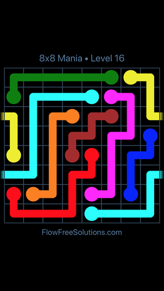 Solution and Answer to the Puzzle for Warps 8x8 Mania Level 16