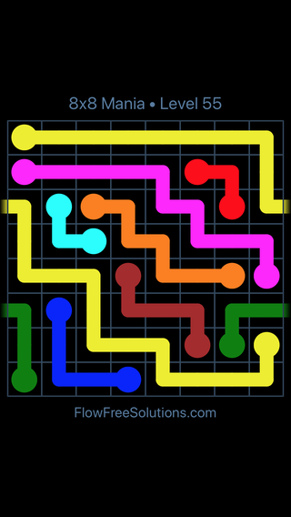 Solution and Answer to the Puzzle for Warps 8x8 Mania Level 55