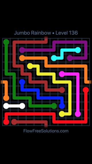 Solution and Answer to the Puzzle for Warps Jumbo Rainbow Level 136