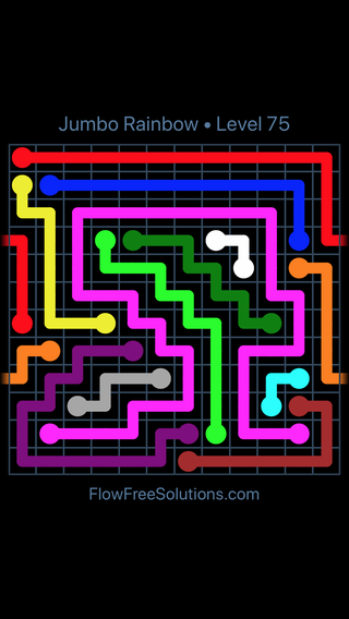 Solution and Answer to the Puzzle for Warps Jumbo Rainbow Level 75