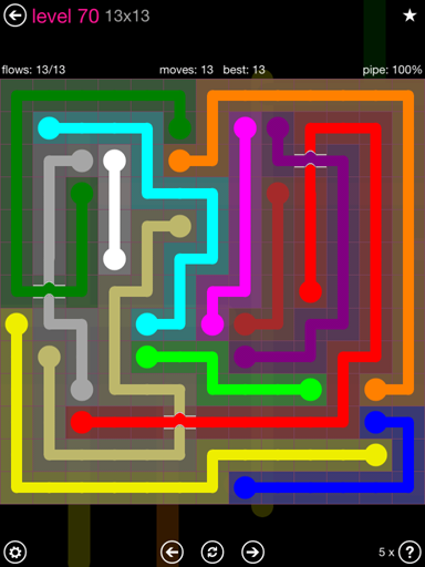 Solution and Answer to the Puzzle for Bridges 13mania Pack Set 13x13 Level 70