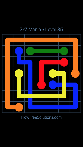 Solution and Answer to the Puzzle for Flow Free: Bridges 7x7 Mania Level 85