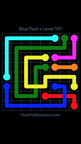 Solution and Answer to the Puzzle for Flow Free: Bridges Blue Pack Level 11