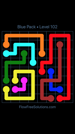 Solution and Answer to the Puzzle for Flow Free: Bridges Blue Pack Level 12