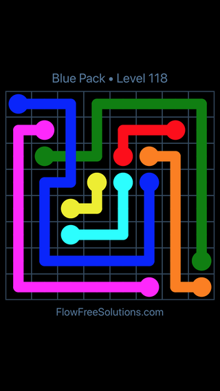 Solution and Answer to the Puzzle for Flow Free: Bridges Blue Pack Level 28