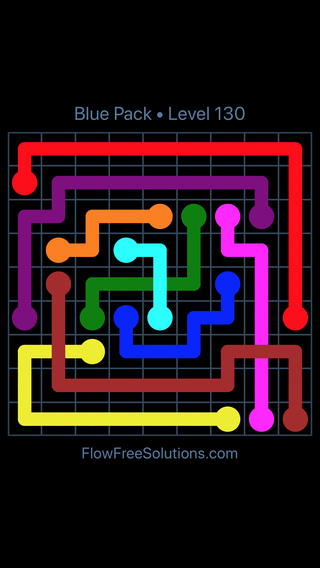 Solution and Answer to the Puzzle for Flow Free: Bridges Blue Pack Level 10