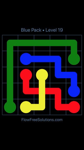 Solution and Answer to the Puzzle for Flow Free: Bridges Blue Pack Level 19