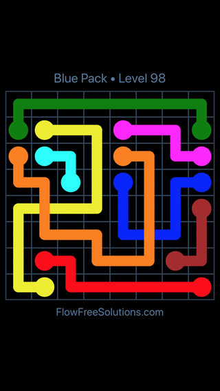 Solution and Answer to the Puzzle for Flow Free: Bridges Blue Pack Level 8