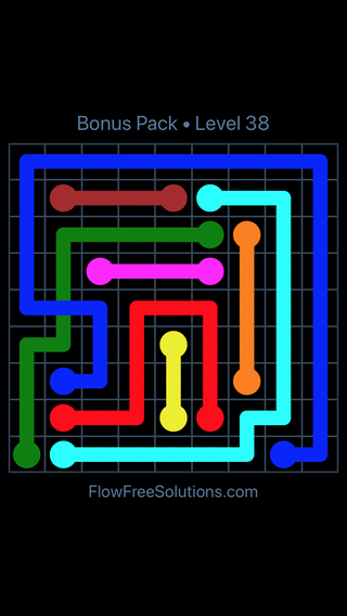 Solution and Answer to the Puzzle for Flow Free: Bridges Bonus Pack Level 38