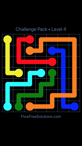 Solution and Answer to the Puzzle for Flow Free: Bridges Challenge Pack Level 4