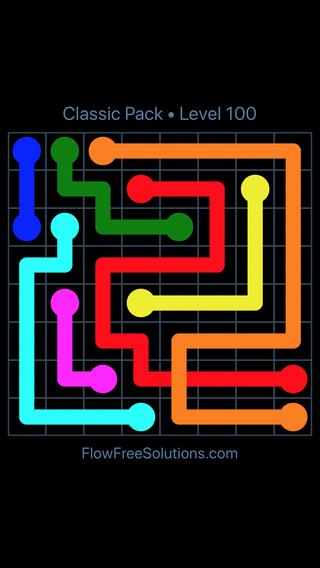 Solution and Answer to the Puzzle for Flow Free: Bridges Classic Pack Level 10