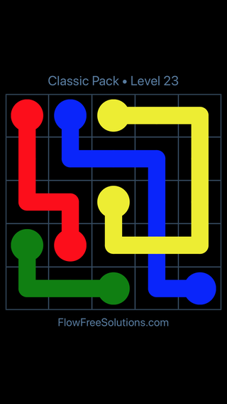 Solution and Answer to the Puzzle for Flow Free: Bridges Classic Pack Level 23