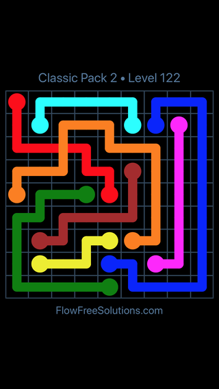 Solution and Answer to the Puzzle for Flow Free: Bridges Classic Pack 2 Level 2
