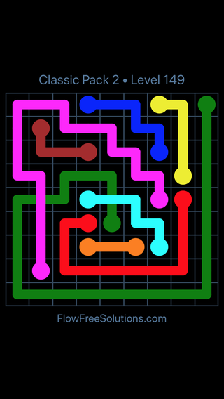 Solution and Answer to the Puzzle for Flow Free: Bridges Classic Pack 2 Level 29