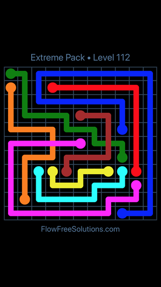 Solution and Answer to the Puzzle for Flow Free: Bridges Extreme Pack Level 112
