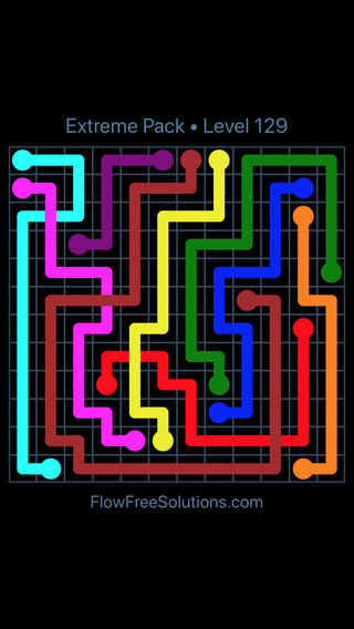 Solution and Answer to the Puzzle for Flow Free: Bridges Extreme Pack Level 129