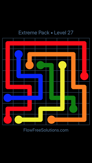 Solution and Answer to the Puzzle for Flow Free: Bridges Extreme Pack Level 27