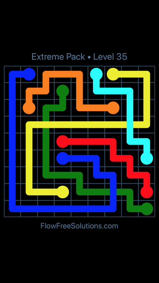 Solution and Answer to the Puzzle for Flow Free: Bridges Extreme Pack Level 35