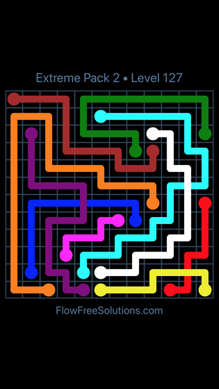 Solution and Answer to the Puzzle for Flow Free: Bridges Extreme Pack 2 Level 127