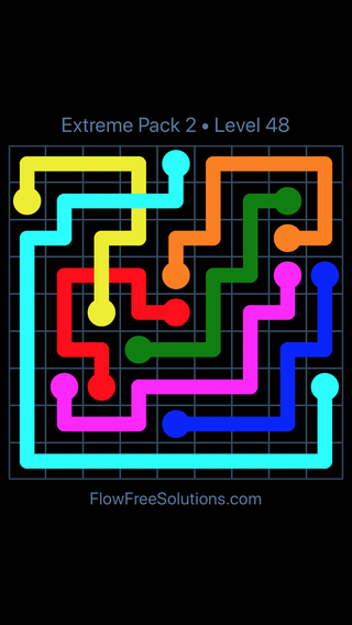 Solution and Answer to the Puzzle for Flow Free: Bridges Extreme Pack 2 Level 48