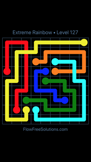 Solution and Answer to the Puzzle for Flow Free: Bridges Extreme Rainbow Pack Level 127