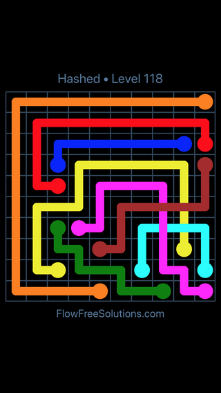 Solution and Answer to the Puzzle for Flow Free: Bridges Hashed Pack Level 118