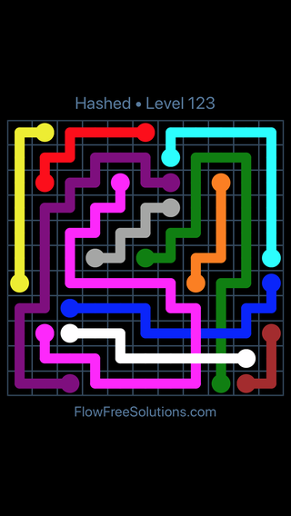 Solution and Answer to the Puzzle for Flow Free: Bridges Hashed Pack Level 123