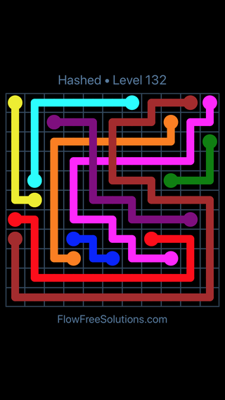 Solution and Answer to the Puzzle for Flow Free: Bridges Hashed Pack Level 132