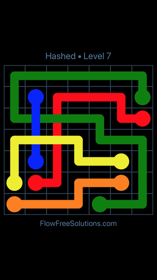 Solution and Answer to the Puzzle for Flow Free: Bridges Hashed Pack Level 7