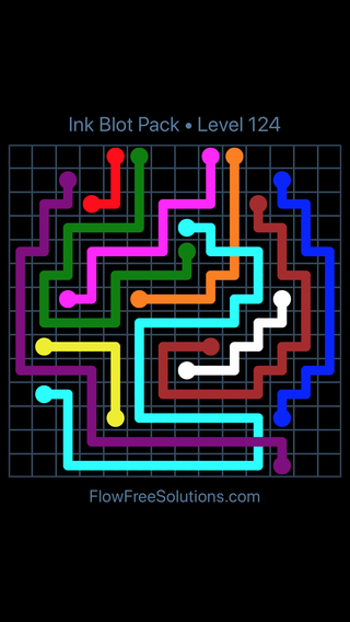 Solution and Answer to the Puzzle for Flow Free: Bridges Inkblot Pack Level 124