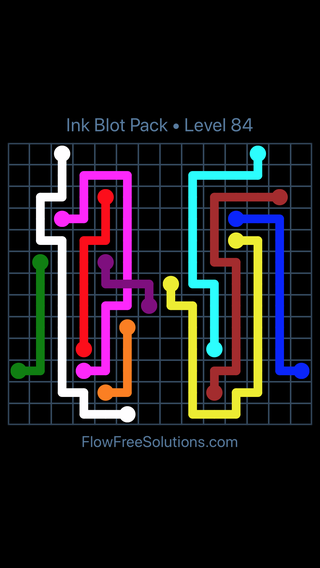 Solution and Answer to the Puzzle for Flow Free: Bridges Inkblot Pack Level 84