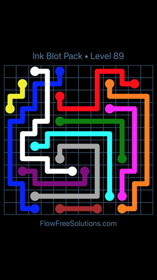 Solution and Answer to the Puzzle for Flow Free: Bridges Inkblot Pack Level 89