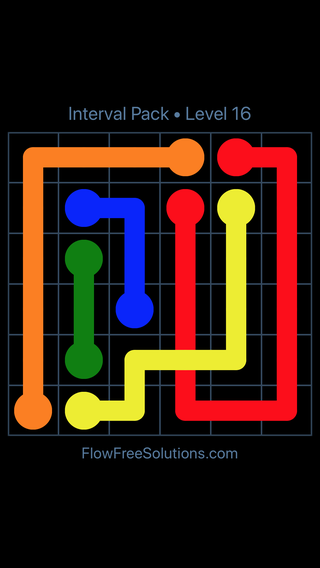 Solution and Answer to the Puzzle for Flow Free: Bridges Interval Pack Level 16
