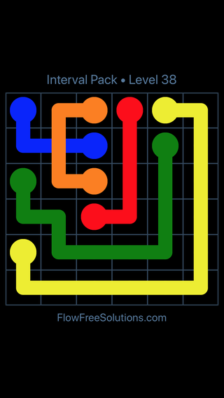 Solution and Answer to the Puzzle for Flow Free: Bridges Interval Pack Level 38