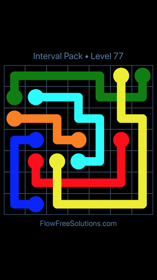 Solution and Answer to the Puzzle for Flow Free: Bridges Interval Pack Level 77