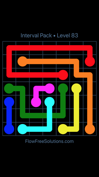 Solution and Answer to the Puzzle for Flow Free: Bridges Interval Pack Level 83