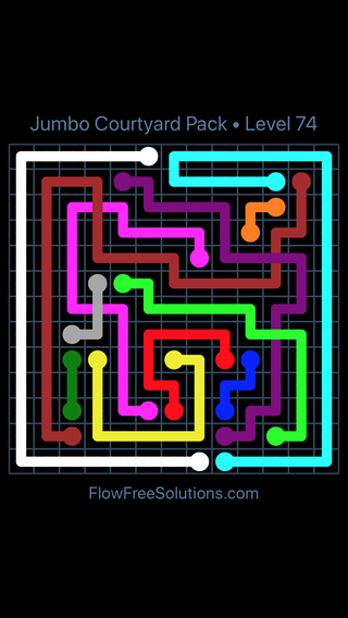 Solution and Answer to the Puzzle for Flow Free: Bridges Jumbo Courtyard Level 74