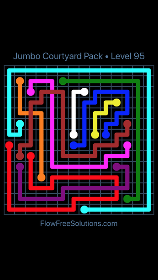 Solution and Answer to the Puzzle for Flow Free: Bridges Jumbo Courtyard Level 95