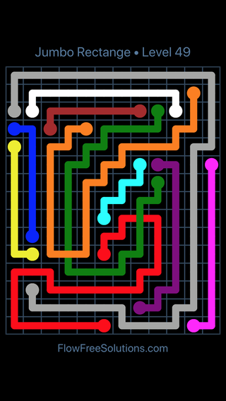 Solution and Answer to the Puzzle for Flow Free: Bridges Jumbo Rectangle Pack Level 49