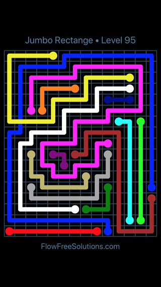 Solution and Answer to the Puzzle for Flow Free: Bridges Jumbo Rectangle Pack Level 95