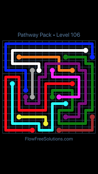 Solution and Answer to the Puzzle for Flow Free: Bridges Pathway Pack Level 106