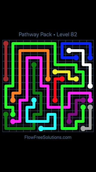 Solution and Answer to the Puzzle for Flow Free: Bridges Pathway Pack Level 82