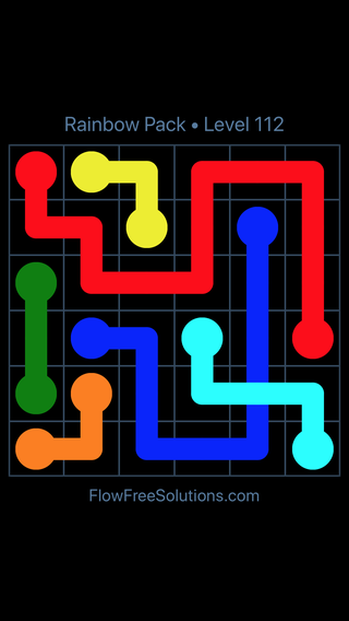 Solution and Answer to the Puzzle for Flow Free: Bridges Rainbow Pack Level 112