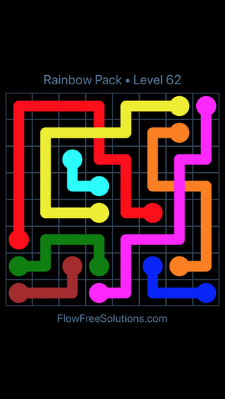 Solution and Answer to the Puzzle for Flow Free: Bridges Rainbow Pack Level 62