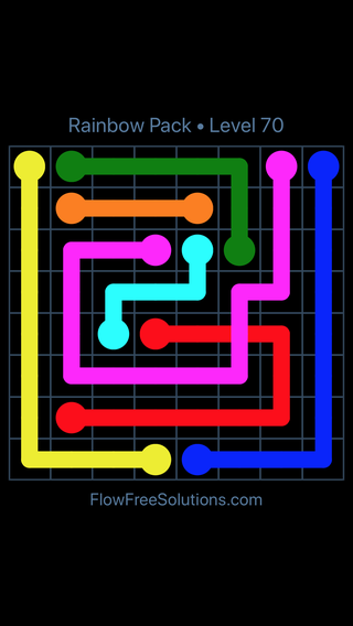 Solution and Answer to the Puzzle for Flow Free: Bridges Rainbow Pack Level 70