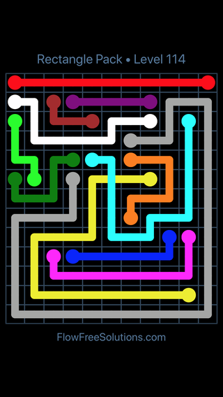 Solution and Answer to the Puzzle for Flow Free: Bridges Rectangle Pack Level 114