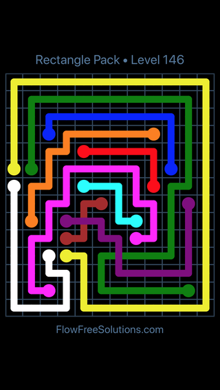 Solution and Answer to the Puzzle for Flow Free: Bridges Rectangle Pack Level 146